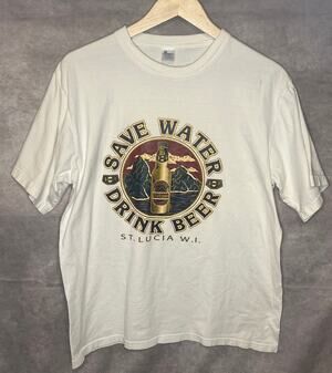 Vintage Piton Lager "Save Water Drink Beer" T-shirt St. Lucia size L